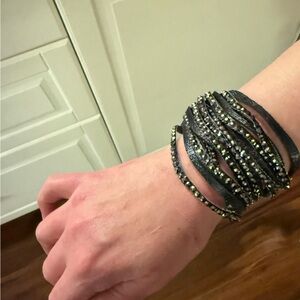 Black and Silver Wrap Bracelet